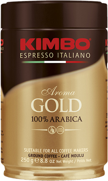 Kimbo Espresso Aroma Gold 100% Arabica Ground Coffee Tin (250g)