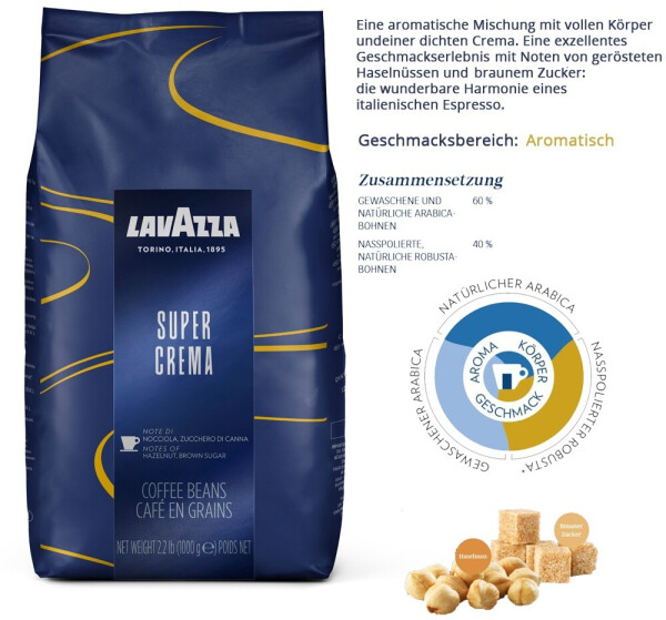 Lavazza Super Crema Bohnen (1000g), Bild 3