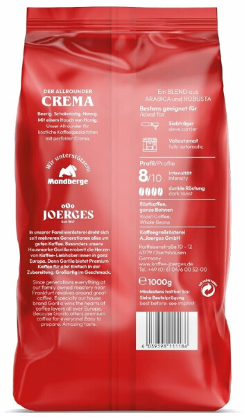 Joerges Gorilla Super Bar Crema Bohnen (1 kg), Bild 7