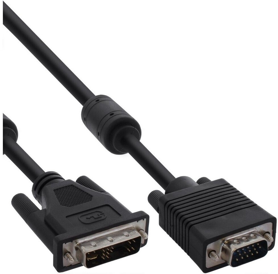 InLine Câble DVI analogue 12+5 prise sur 15pol HD Prise VGA 2m