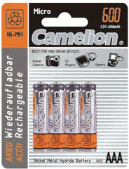 CAMELION Blister de 2 Batterie Rechargeable Accus R03 / AAA / 600 mAh 1,2V