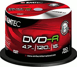 Emtec DVD-R 4,7GO 120min 16x cake box de 50 pièces