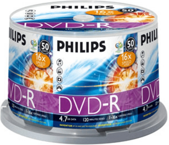 Philips DVD-R 4,7GO 120min 16x cake box de 50 pièces