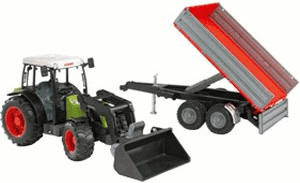 Bruder Tracteur Claas Nectis 267 F avec chargeur frontal et remorque (02112)
