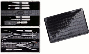Zwilling 97053-004 TWINOX Etui a manucure 12 piecces Cuir de veau, Croco, Noir