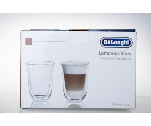 LIBWYS Set Da 2 Bicchieri In Vetro A Doppia Parete Con Manico Per Latte Macchiato (350 Ml) - Regalo Ideale Per Caffè, Tè E Bevande Calde/Fredde Con Cucchiaio Incluso
