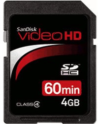SanDisk Video HD SDHC 4 Go Classe 4