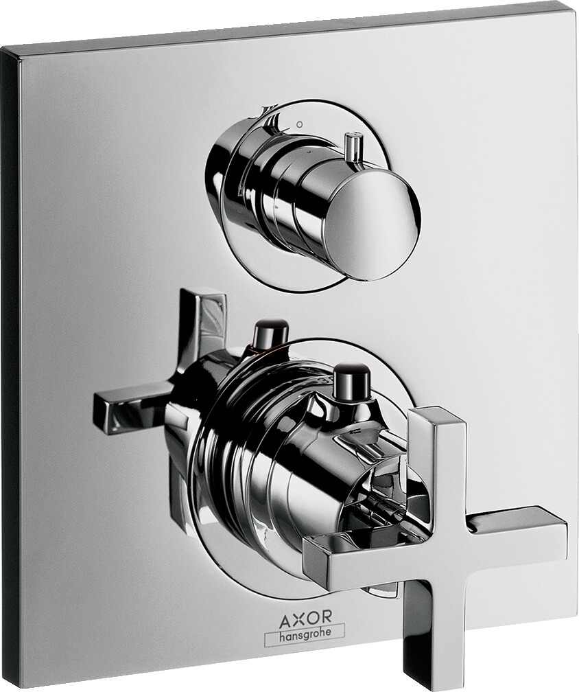 Axor Set de finition pour mitigeur thermostatique encastré avec robinet d'arrêt Citterio poignée croisillon (39705)