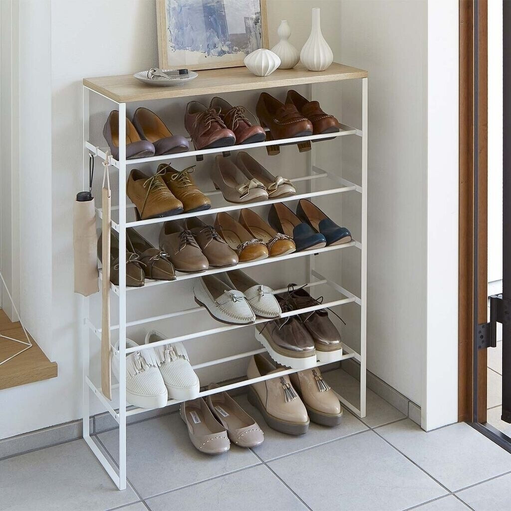 YAMAZAKI 6-Tier Wood Top Shoe Rack | Steel