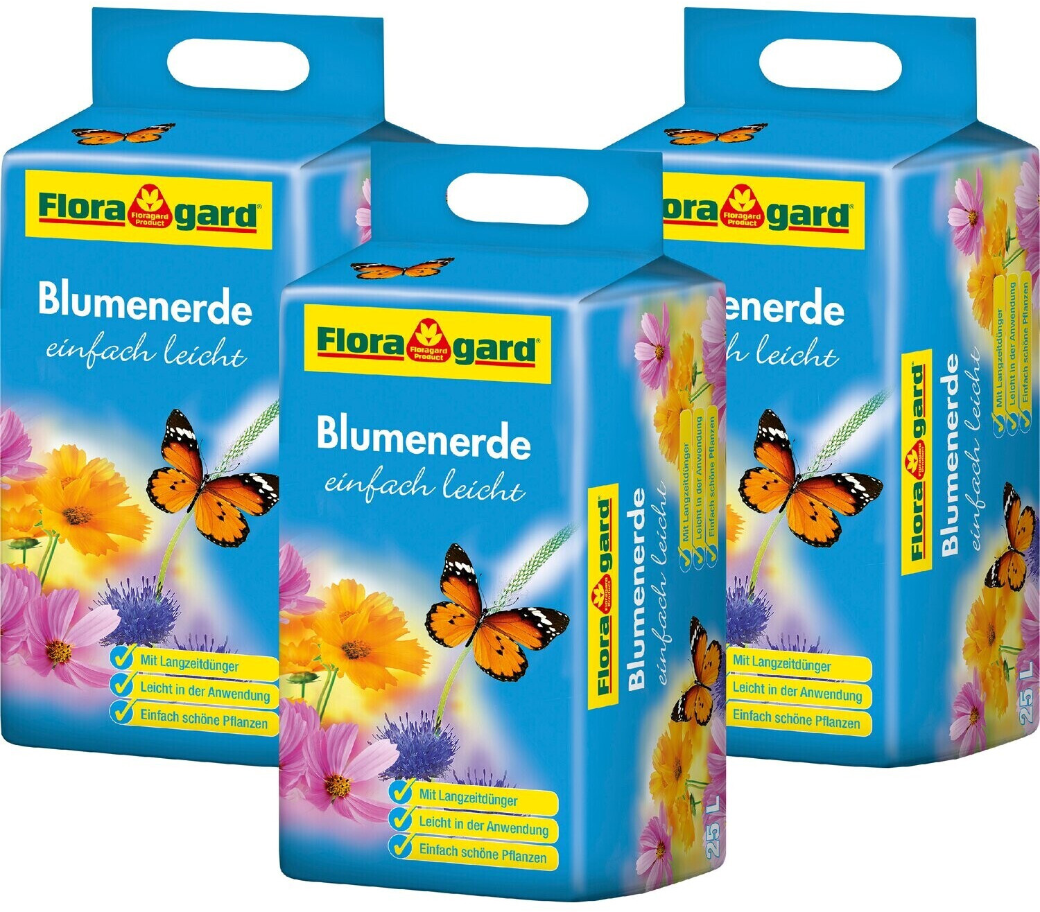 Floragard Blumenerde einfach leicht 3 x 25 l ab 23,97