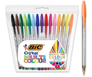 BIC Lot de 15 stylos à bille Cristal Multicolour 0,4mm - couleurs