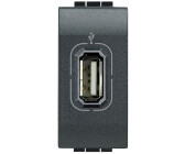 Prise de courant + chargeur 2 USB avec plaque Céliane +boite à encastrer  -Titane (200138)