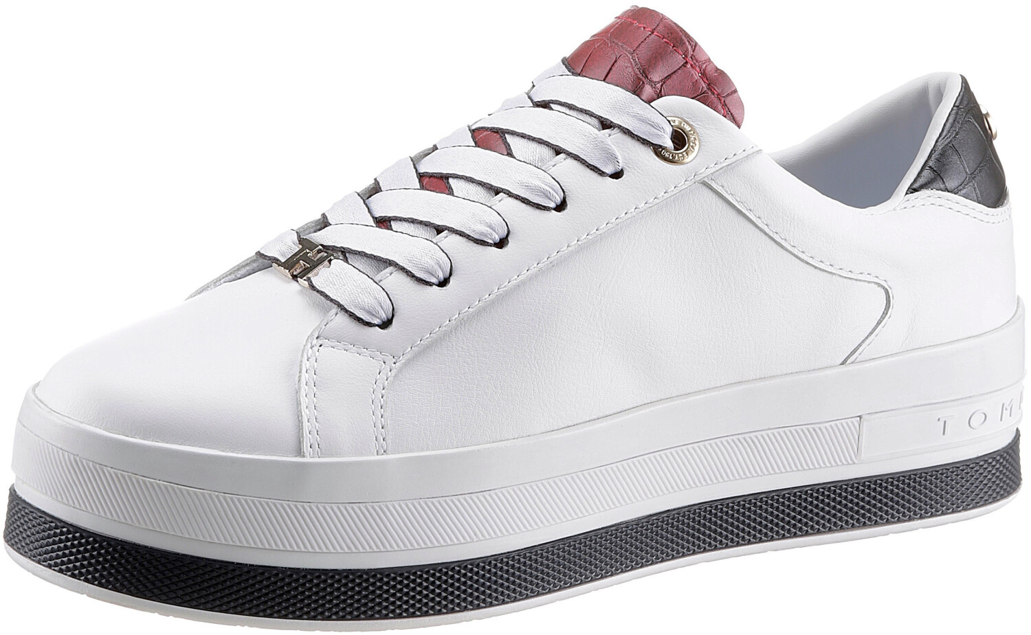 karl lagerfeld exclusive leather flatform trainers in white croc