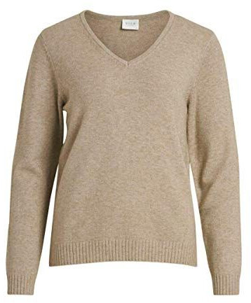 Vila Viril V-neck L/s Knit Top - Noos (14042769) natural melange