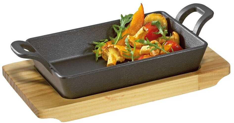Küchenprofi Servierpfanne Aus Gusseisen Mit Holzbrett – Rund, 26x27 Cm, Für Grill & Ofen
