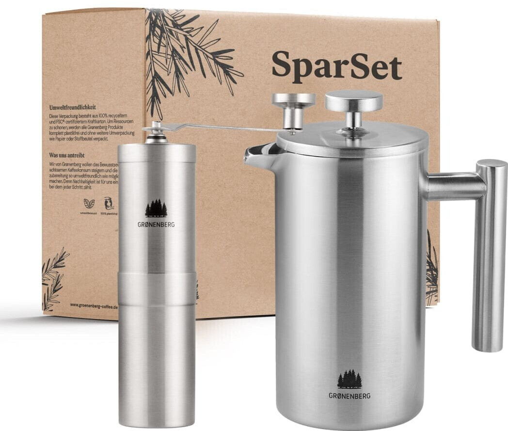 Groenenberg Kaffeemühle manuell + French Press Edelstahl 1 L ab 63,99
