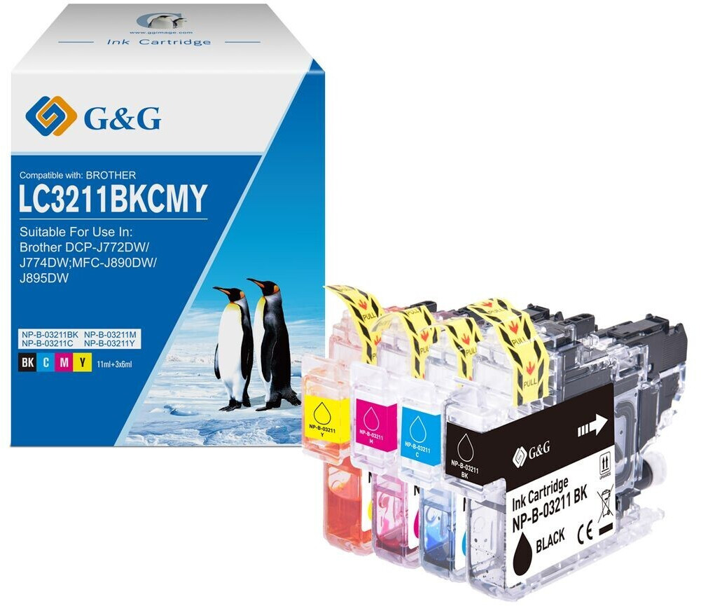 G&G Tintenpatrone LC3211 für Brother LC3211VAL Tintenpatrone Schwarz