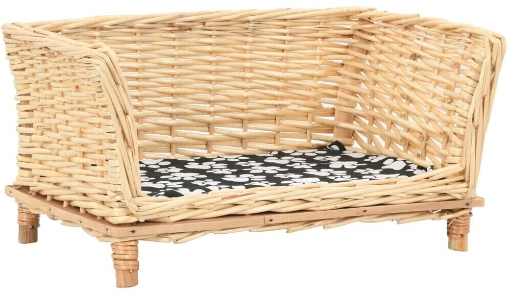 vidaXL Dog basket with cushion natural willow
