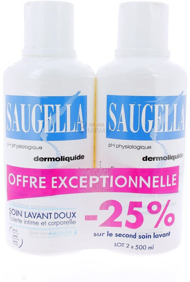 Saugella Dermoliquide Mild Wash Emulsion (2 x 500ml) au meilleur prix sur