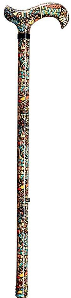 Canne De Marche Vario-Derby Gastrock, Réglable Sans Crans, Motif Karo Brun-beige - Neuf