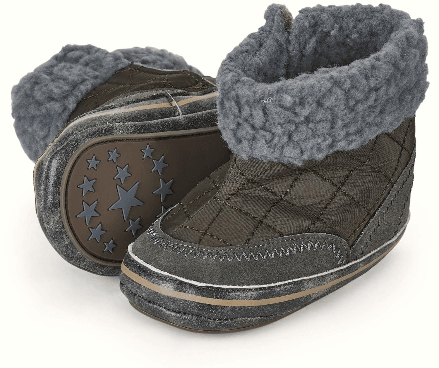 Chaussons Bébé Garçon Sterntaler Dinozacken - Coton Et Cuir Synthétique, Semelle Antidérapante Étoile, Velcro - 4