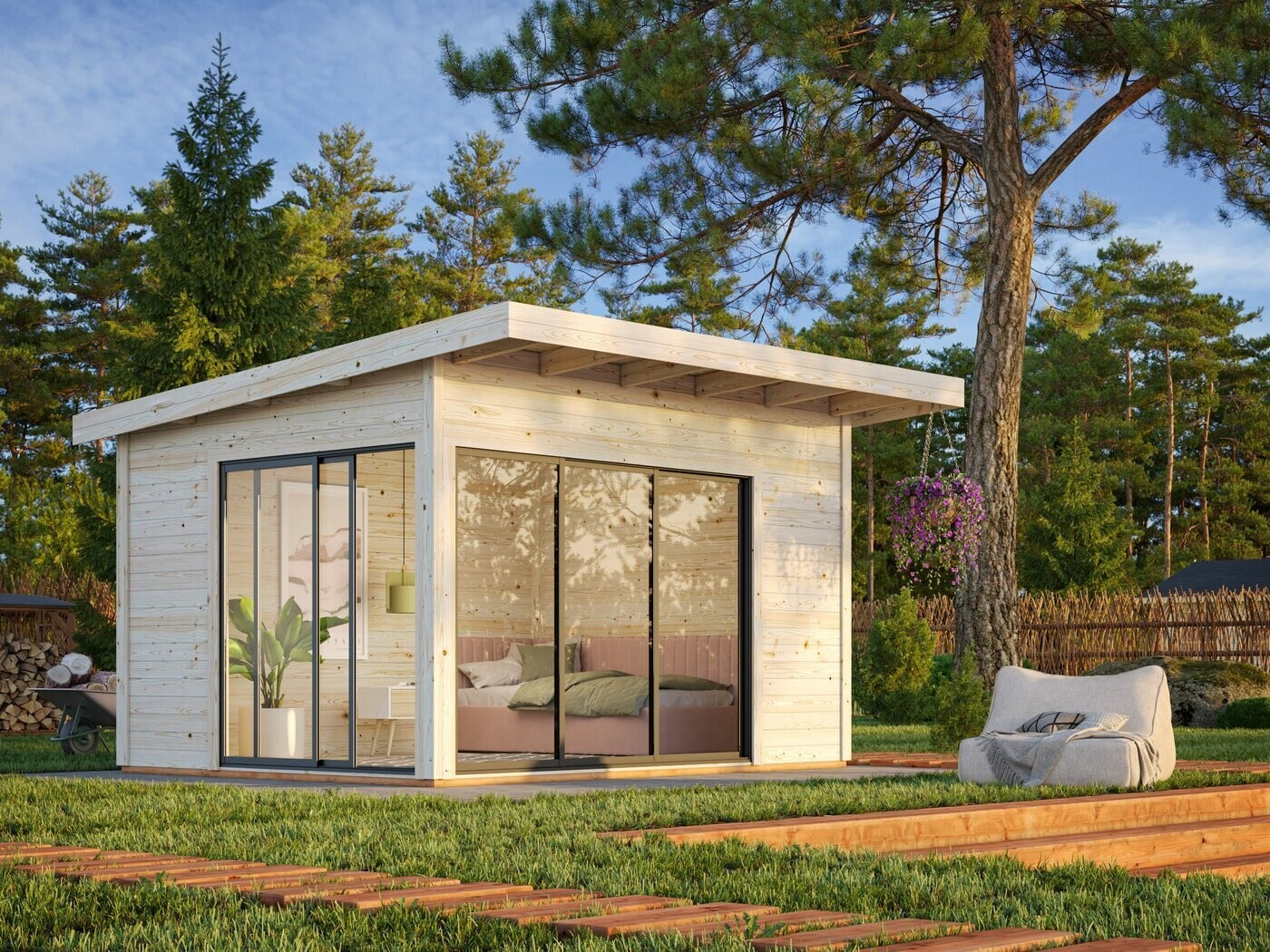 Palmako Gartenhaus Andrea Slide 390 cm x 300 cm FSC Naturbelassen ab 4. ...