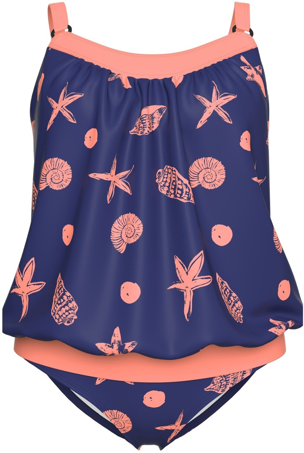 Ulla Popken Dames grote maten grote maten plus size tankini, Sabrina, Colourblock, marineblauw, 48