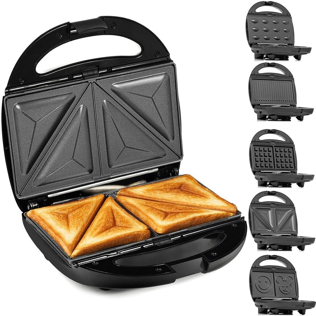750 W sandwichmaker, 6-in-1, wafelijzer met 6 verwisselbare platen, contactgrill, sandwichmaker en wafelijzer, bakplaat, multifunctionele wafelijzer met anti-coating