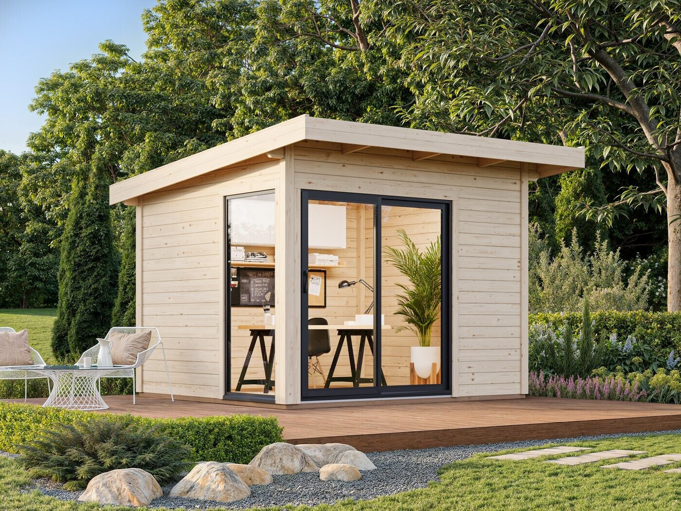 Palmako Gartenhaus Andrea Slide Plus 340 x 352 cm naturbelassen ab 3. ...