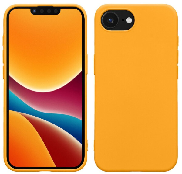 kwmobile Hülle kompatibel mit Apple iPhone 16e Hülle - gummierte TPU Silikon Handyhülle - Schutzhülle für kabelloses Laden - Case in Fruity Orange
