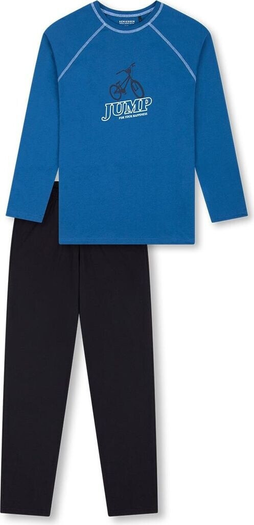 Schlafanzug Lang Organic Cotton Bündchen Ringel Baufahrzeug Blau Original Classics 173449 800 Front