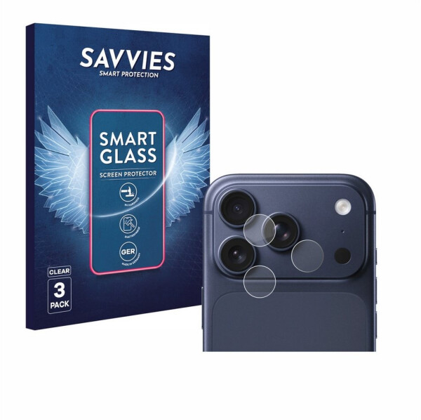 Savvies Schutzglas Panzer für Apple iPhone 17 Pro (NUR Kameraschutz) 3 Stück Schutzfolie Display Schutz Glas Folie klar