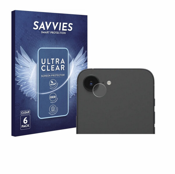 Savvies 6x Schutzfolie für Apple iPhone 16e (NUR Kameraschutz) Displayschutz klar