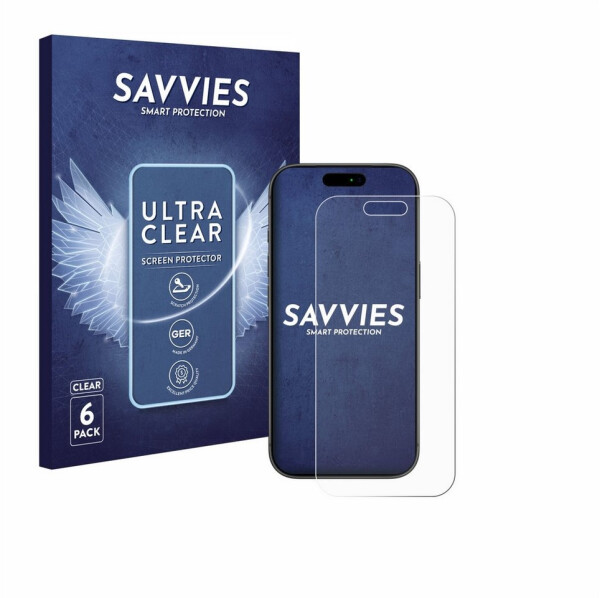 Savvies 6x Schutzfolie für Apple iPhone 17 Pro Displayschutz klar