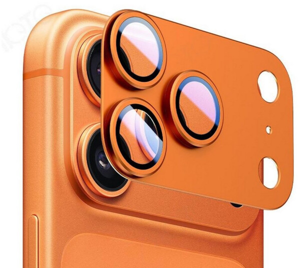 Wigento Handyhülle Für Apple iPhone 17 Pro Max Kamera Full Schutzring Aluminium Orange, Aluminiumlegierung, hohe Lichtdurchlässigkeit, Anti-Fingerprint