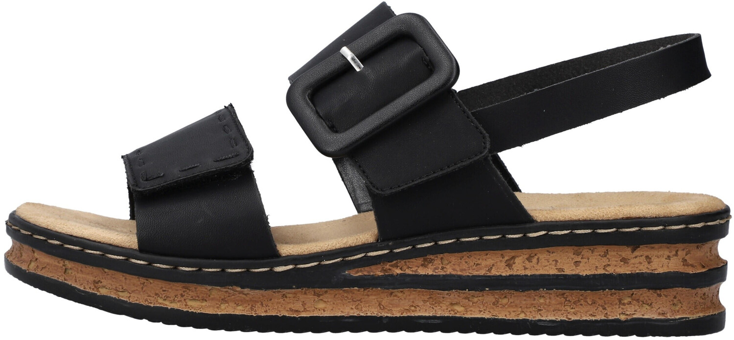 Sandali Rieker 62950 Unisex Adulto - Leggeri, Comodi, Con Chiusura A Strappo, Colore Nero