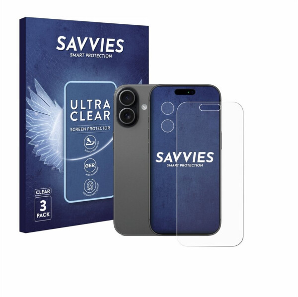 Savvies Schutzfolie für Apple iPhone 17 (Display+Kamera), 6 Stück, Displayschutz Schutz Folie Klar Transparent