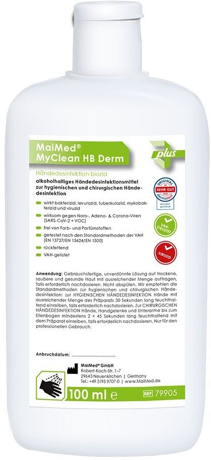 MaiMed MyClean HB DERM Händedesinfektionsmittel – 1x500 Ml, Viruzid, Rückfettend, VAH-gelistet