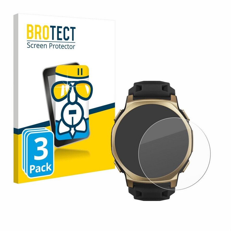 Brotect AirGlass Pellicola Protettiva In Vetro Ibrido Per Huami Amazfit T-Rex 2 (3 Pezzi) - Durezza 9H, Anti-Impronta