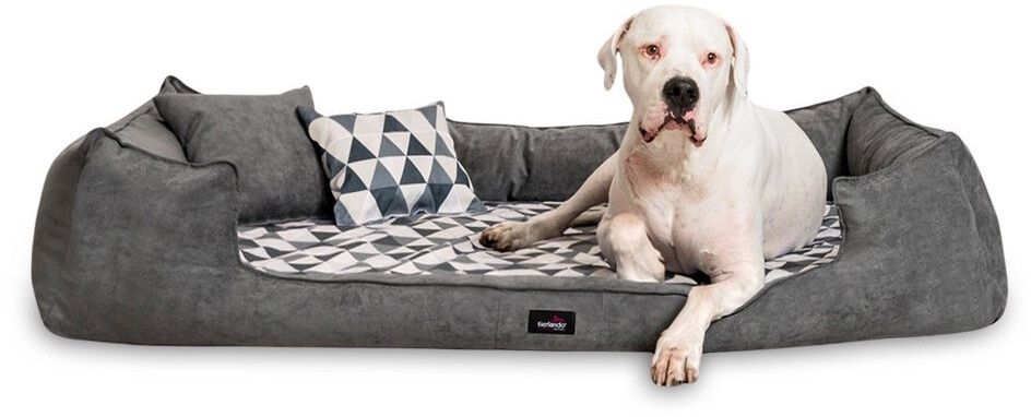Tierlando Orthopdisches Hundebett VELVET Samt Velours Dreiecke geometrisch  Gre: 130x100cm Farbe: 0205 Graphit-Creme ab 119  | Vergleiche 5 Angebote  auf idealo.de