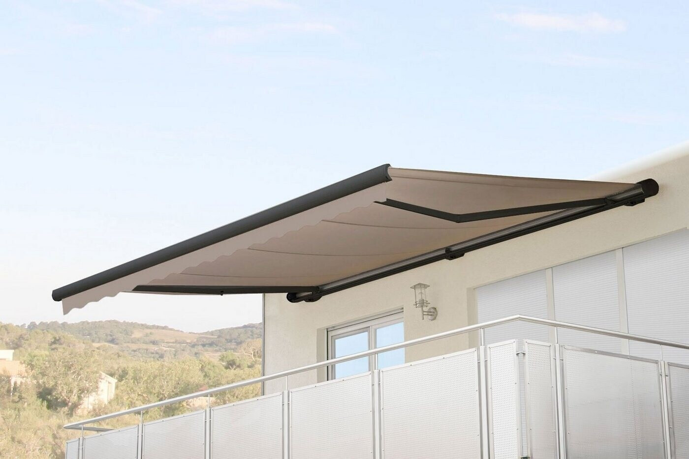 elektrisk markise KKHOMEI artikulær arkise 4 × 3,5 m Elektrisk med håndsving solmarkise Automatisk ledarmsmarkise Terrassemarkise Klemmemarkise Type-57 Have Espresso & Tea Color:Jet Black Speed - Dual Clear Camping-Oase Wahlhausen: Die besten