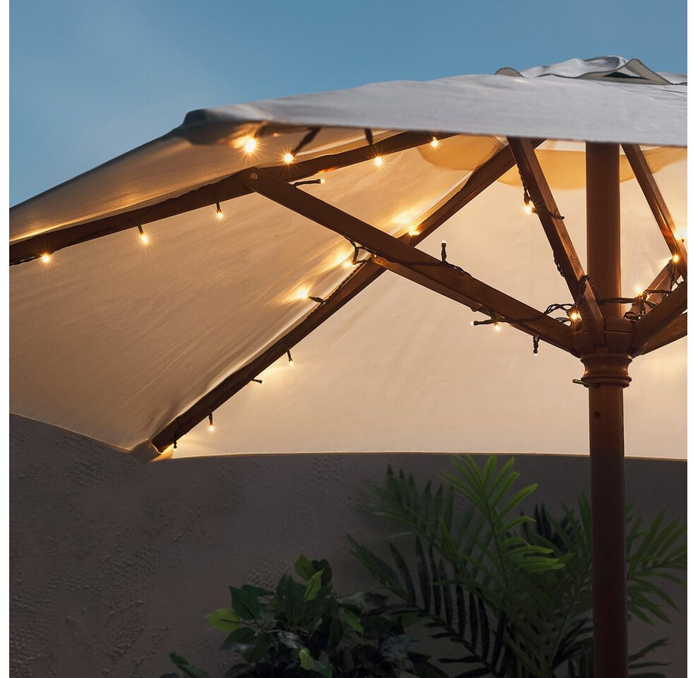 Lights4fun Lichterkette Sonnenschirm 80 LED warmweiß, batteriebetrieben mit Timer (LL22036) ab 23,99 € (Oktober 2026)