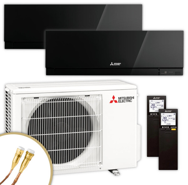 Mitsubishi Electric Multisplit-Klimaanlage MXZ-2F42VF4 + MSZ-EF18VGK + MSZ-EF25VGK + Quick-Connect schwarz