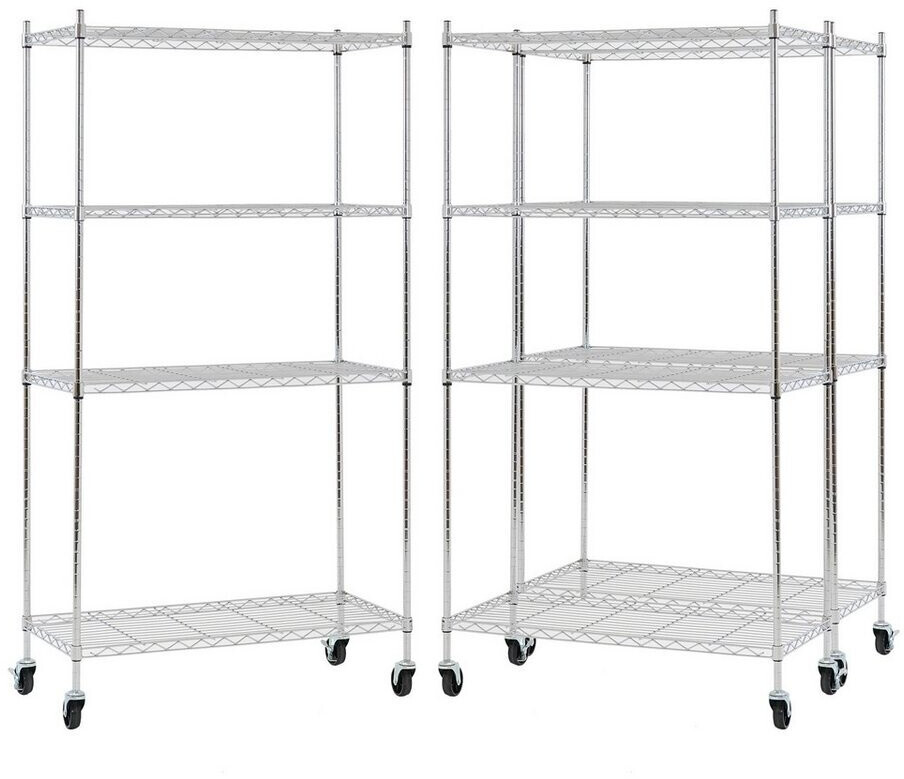Proregal HADES Gitterregal mit Rollen, 4 Böden, 160x90x40cm, 75kg, Silber Chrom (MRDS1-02) ab 173,89 € (Oktober 2026)