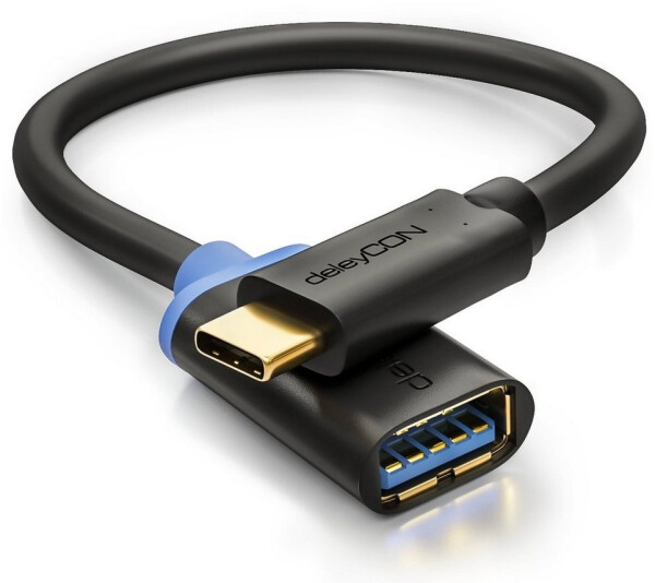 deleyCON USB-C auf USB-A OTG Adapterkabel USB 3.0, 0,2m (MK1073)