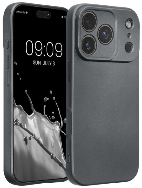 kwmobile Hülle Apple iPhone 18 Pro/iPhone 17 Pro Silikon metallisch schimmernd Metallic Grau