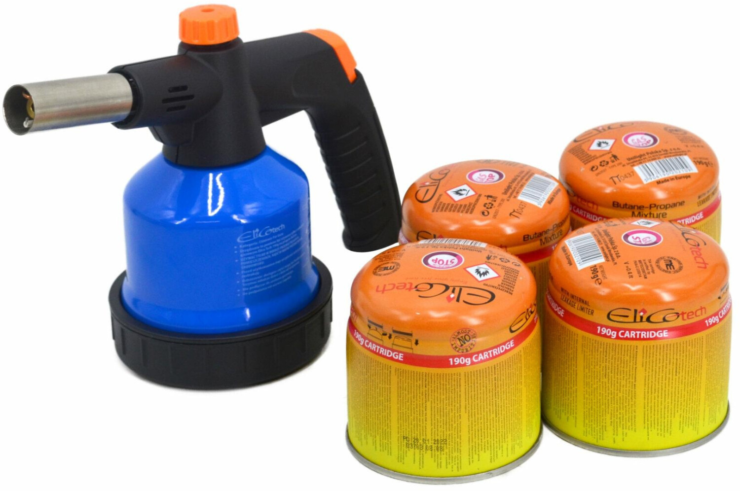 Elico Piezo-Lötbrenner 190g mit 4 Gaskartuschen (190G+4 NAB) ab 27,90 ...