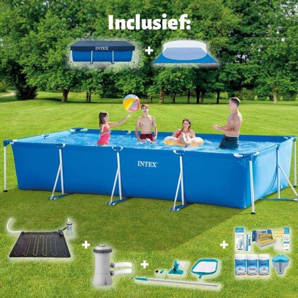Intex Family Rectangular Pool Intex Piscina con Estructura Rectangular 450x220x84cm, azul, con ...