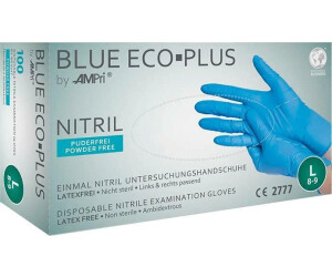 puderfrei Einmal Nitril Untersuchungshandschuhe Blue Eco-Plus 