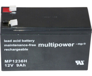 MP1236H Multipower Blei Akku 12 Volt 9000mAh mit zwei Faston Kontakten  6,3mm 151x65x102mm,, 12 Volt, Multipower, Akku für Blei Gel AGM, Akkus